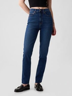 Gap High Rise Vintage Slim Jeans - Dark Indigo Wash Size 28 / 6 Tall Raw Hem
